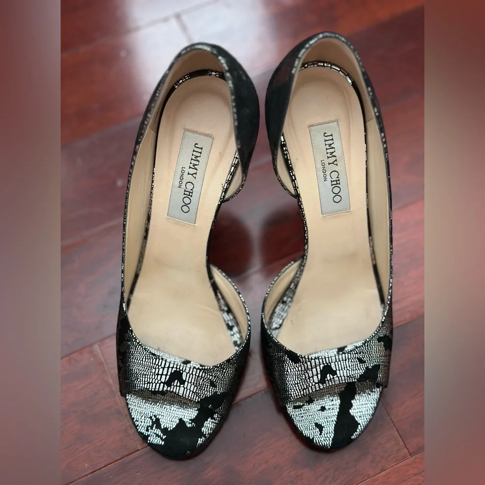 Jimmy Choo Black and Silver Heels - Picture 2 of 8